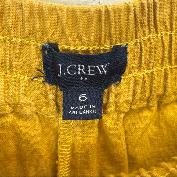 J. Crew Linen Cotton mustard yellow pants women’s 6 Natural Casual Boho Pockets - Picture 7 of 12